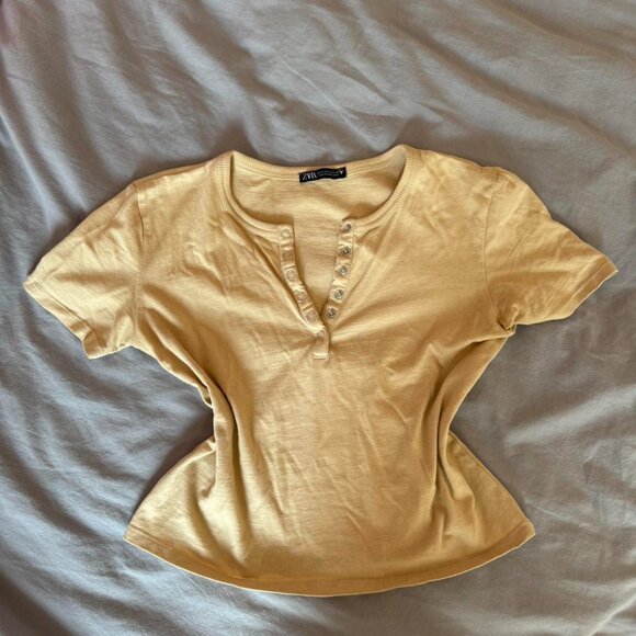 Zara Women's Gold and Tan Crop-top - Picture 1 of 4
